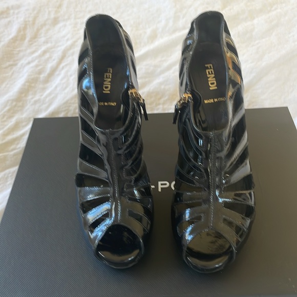 AUTH Fendi Patent Leather Cage Booties - Picture 2 of 6
